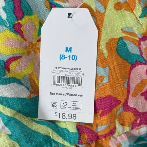 Time and Tru Floral V-Neck Midi Dress: NWT - Picture 7 of 7